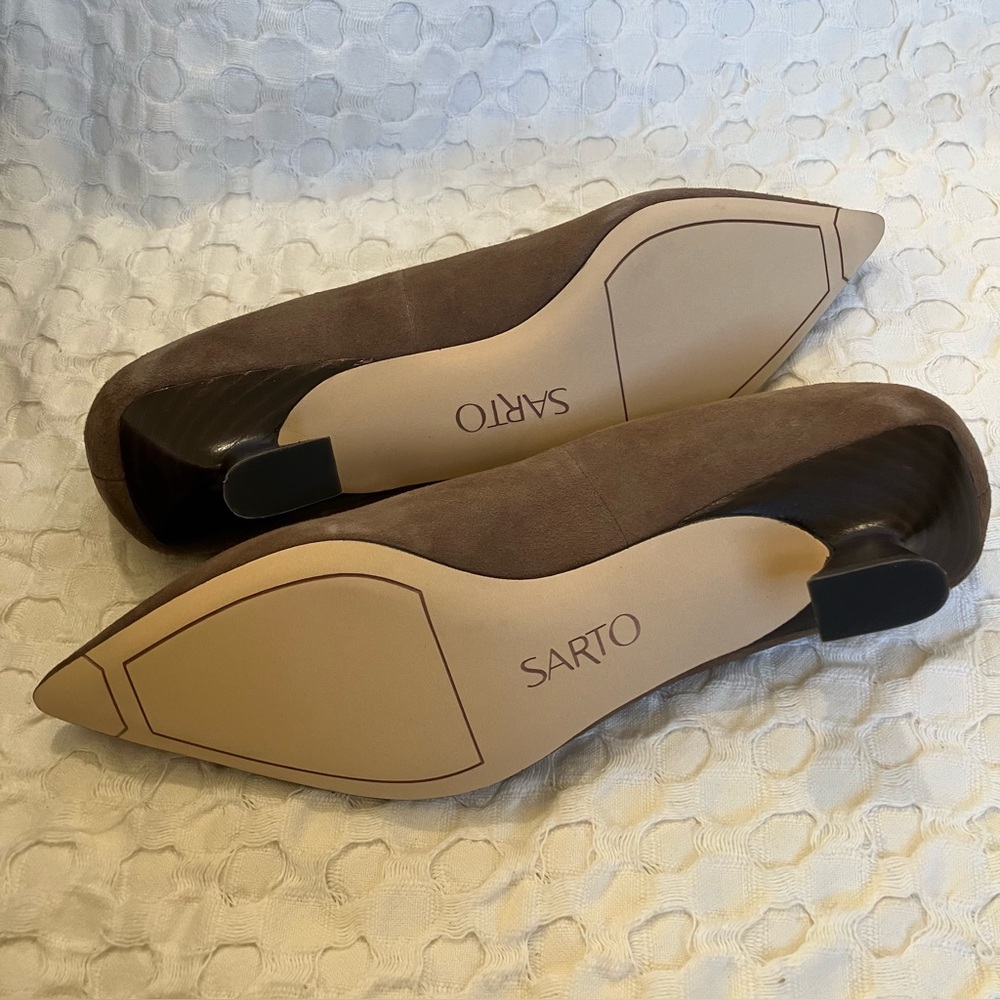 NIB Sarto Diva Kitten Heels Brown Suede 6.5 - Picture 8 of 12